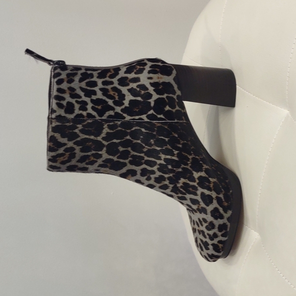 Sanctuary Razzle Gray leopard animal calf hair boots leather Block Heel Zip 8 - Picture 6 of 8